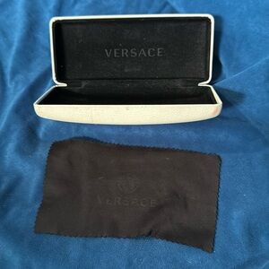 Versace white glasses case with cloth